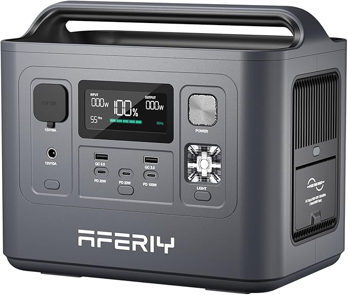 AFERIY Portable Power Station 800W / 512Wh Power Station LiFePO4 Battery, Quick Charge in 1.5H, 1 AC Outlets, UPS, Solar Generator, Electric Generator for Home Camping Use