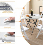 BOOSDEN 32'' Foldable Round Table, Portable Plastic Folding Card Table, Indoor Outdoor Utility Circle Folding Table for Party, Event, Camping, Picnic, Banquet, Beach, BBQ, Dining, Backyard