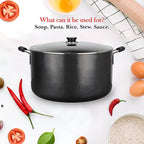 Alpine Cuisine 35 Quart Non-stick Stock Pot with Tempered Glass Lid and Carrying Handles, Multi-Purpose Cookware Aluminum Dutch Oven for Braising, Boiling, Stewing