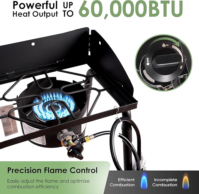 Red Mountain Valley Two Burner Outdoor Portable Camping Gas Stove with Removable Legs, Carrying Bag and Windshield, Camping Stove Propane for Cooking, CSA Certified, Outdoor Propane Burner