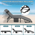 NAIZEA Folding Camping Cot W/Mat for Adults, Adjustable Lounge Chair Outdoor, Heavy Duty Sleeping Cot Bed, Travel Camp Cots for Pool, Beach, Patio Sunbathing