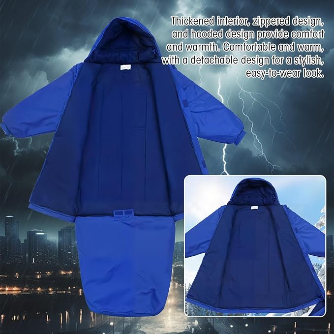 Macarrie Wearable Sleeping Bag with Dual Hoodie,Longsleeves,Pockets and Adjustable Drawstring，Ideal for Camping, Cold Weather Hiking, Blanket,Shelter
