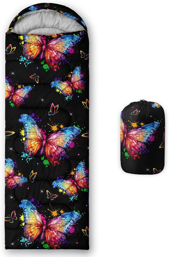 HOSIMA Dear Hunting Pattern Cold Weather Sleeping Bags for Kids Adults,Black Light Weight Waterproof Sleeping Bags for Outdoors Hiking.