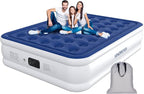 Queen Air Mattress with Built-in Pump, 18" Raised Inflatable Bed Blow Up Mattress, Comfort Portable Air Bed for Camping, Home Guests, Travel 690 lbs Max