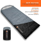 Expedition Camping Sleeping Bags with Compression Sack – 32°F/0°C Lightweight Camping Sleeping Bag for Camping & Hiking, Water-Resistant, Fits Adults & Teens Up to 6'0"