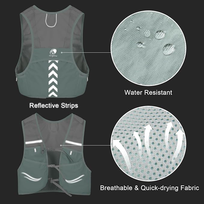 Lightweight Running Vest with 2pcs 500ml Water Bottle for Men Women, Reflective Water Vest Hydration Pack Hydropack for Hiking, M/L