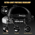 Rechargeable LED Headlamp, High Lumen Super Bright Head Lamp with Red Light, Motion Sensor, 5 Modes, 90° Adjustable, Waterproof Lightweight Headlamps for Adult Running, Camping, Fishing