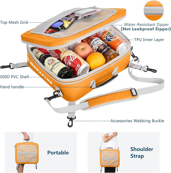 Waterproof PVC Paddleboard Cooler Deck Bag - 12 Can Soft Insulated Cooler for Paddleboarding, Camping, Kayaking