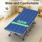 Suteck Camping Cot, 32In XXL Folding Camping Cot Heavy Duty Sleeping Bed for Adults 1200D Double Layer Oxford Cots for Camping W/Pilllow Mattress Carry Bag for Home Office Nap Beach Travel, 900LBS