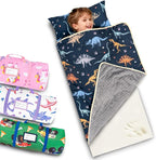 Primlect Toddler Thickened Foam Nap Mat with Pillow, Extra Large 55"x35", Soft, Supportive Sleeping Bag with Detachable, Washable Cover, for Sleepover, Home, Travel, Boys and Girls