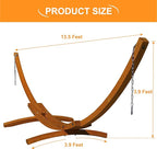 Lazy Daze Hammocks 13 FT Outdoor Arc Wood Hammock Stand, 2 Person Hard Pine Wood Hammock Stand with Carabiners and Chains for Indoor Outdoor Patio Garden Yard Poolside, 500lb Capacity, Brown