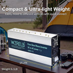 WZRELB 2500W Pure Sine Wave Inverter 36V DC to 110V 120V AC Power Converter with LED Display, Hardwire Terminal,Off-Grid Portable Power Inverter with Dual AC Outlets for Home, RV, Truck, Camping
