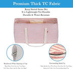 LHZK 2 Pack Extra Large Utility Tote Bag with Metal Wire Frame and the Sides Rinforced, Extra Large Tote Bag with Handle for Pool Beach Laundry Storage (Pink)