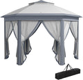 Outsunny 13' x 13' Pop Up Gazebo, Hexagonal Canopy Shelter with 6 Zippered Mesh Netting, Event Tent with Strong Steel Frame for Patio Backyard Garden Wedding Party, Gray