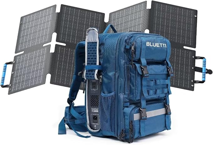 BLUETTI Solar Backpack Power Station Handsfree 1 with 60W Solar Panel Included, 268.8Wh 300W LiFePO4 Solar Generator with a 42L Backpack, All in One Solar Power System for Hiking, Photography, Travel