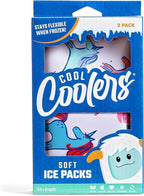 Cool Coolers by Fit & Fresh 2 Pack Soft Ice, Flexible Stretch Nylon Reusable Ice Packs for Lunch Boxes & Coolers, Unicorn Stripe