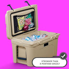 Cooler Net for Dry Storage and Organization - Compatible with YETI, RTIC, Ninja, Igloo, Coleman, Lifetime, Pelican Ice Chests - Works with Cooler Lights, Wheel Kits, RTIC Cooler Accessories, and More