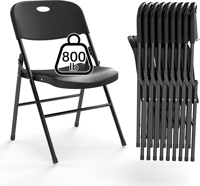 30 Pack Folding Chair, 800 Weight Limit Heavy Duty Plastic Folding Chair Portable Seating for Indoor Outdoor Events, Wedding, Party, Restaurant, Meeting Room Black