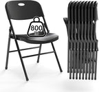 10 Pack Folding Chair, 800 Weight Limit Heavy Duty Plastic Folding Chair Portable Seating for Indoor Outdoor Events, Wedding, Party, Restaurant, Meeting Room Black