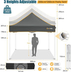 Hoteel 6.6 x 6.6 Pop up Canopy,Easy Up Heavy Duty Canopy with 4 Sidewalls,Upgrade Hexagonal Tube UPF50+ 1500mm Waterproof,Outdoor Canopy Tent with Carry Bag for Commercial Events,Beach,Camping,Grey