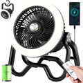 Camping Fan Rechargeable Camping Lantern-40Hrs,20000mAh Cordless Battery Operated Oscillating Fan Light with Remote,Hanging Hook and Magnetic Base, for Tents, Outdoor, RV, Outage（Black）