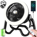 Camping Fan Rechargeable Camping Lantern-40Hrs,20000mAh Cordless Battery Operated Oscillating Fan Light with Remote,Hanging Hook and Magnetic Base, for Tents, Outdoor, RV, Outage（Black）