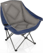 CAMPHILL Folding Camping Chair,Oversized Portable Camping Chair with Cup Holder,Heavy Duty Padded Lawn Chair for Camping, Tailgates, Beach, and Sports