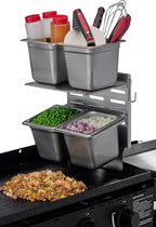 Chef Master Steam Pan Insert & Adjustable Griddle Shelf Set – Organizer & Condiment Holder for Utensils, Ingredients & BBQ Cooking - Grill Accessories for Outdoor Grill - 90260 & 90316