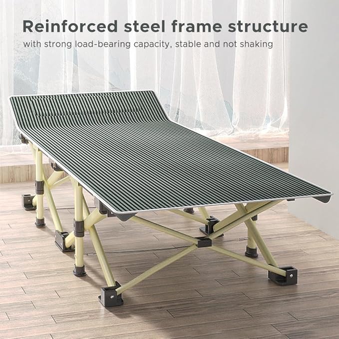 CHICIRIS Folding Camping Cots Portable Sleeping Cot Lightweight Camping Beds for Outdoor Living Rooms, Steel Navy Blue 190 * 67 * 30cm (Silver Grey)
