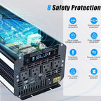 LVYUAN 5000 Watt Power Inverter 12V to 110V 120V for Vehicle, Solar Inverter System, Heavy Duty, RV, Truck, Off Grid,Camping with 4 AC Outlets, LCD Display, Wireless Remote Control, Car Power Inverter