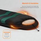 Sleeping Bag with Built-in Pad (AirPack Sleeper) - All-in-One Inflatable Sleeping Pad and Zip-Up Blanket for Camping with Built-in Foot Pump (Black/Green) 80"×30"