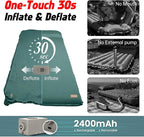 Self Inflating Sleeping Pad with Waterproof Tarp, 3.2" Extra Thick Built-in Electric Pump Air Mattress for Car Camping, R-Value 9.5 All-Season Winter Gear, Roll-up Compact Mat