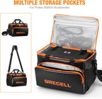 Fire-proof Carrying Case Bag Compatible with Jackery Explorer240/300/160/500/Anker521 Portable Power Station, Waterproof Camping Travel Storage Case Bag Multi-Pockets for Charging Cable and Accessory
