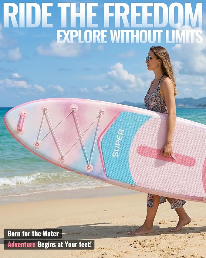 10'6''x33''Inflatable Stand Up Paddle Board, 400lbs Extra Wide Blow Up Paddle Board with Kayak Seat, Premium SUP Accessories Kit & Backpack, Non-Slip Stable Deck Boat for Yoga Fishing Surf