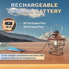 LED Camping Lantern Rechargeable Dimmable, Portable Vintage Outdoor Lantern 2700-6500K Waterproof, Hanging Retro Lamp Indoor Outdoor for Garden, Hiking, Emergency, Copper