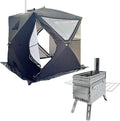 DANCHEL OUTDOOR Camping Stove with Sauna Tent with Stove Jack, Hot Tent Wood Stove with Pipe Spark Arrestor for 1-2 Person Dry Sauna, Cooking, Ice Fishing