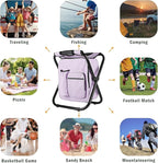 Kikerike Backpack Stool Cooler Chair Heavy Duty 300 LBS Max Load Portable Lightweight Stool Backpack Folding Fishing Cooler Seat for Camping Hunting Fishing - Pale Amethyst