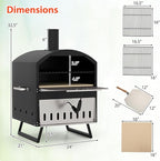 Happygrill Pizza Oven Outdoor, 16” 2-Layer Wood Fired Pizza Maker with Stone, Peel & Grill Racks, Portable Burning Stove with Folding Legs and Cover for Camping Patio Backyard BBQ