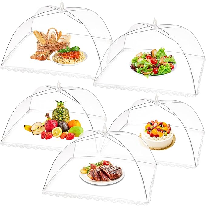 5 Pack Food Cover Tents, Food Covers for Outdoors, Mesh Cover, Reusable and Collapsible Outdoor Picnic Net for Parties Picnics, BBQs, Fruit Covers