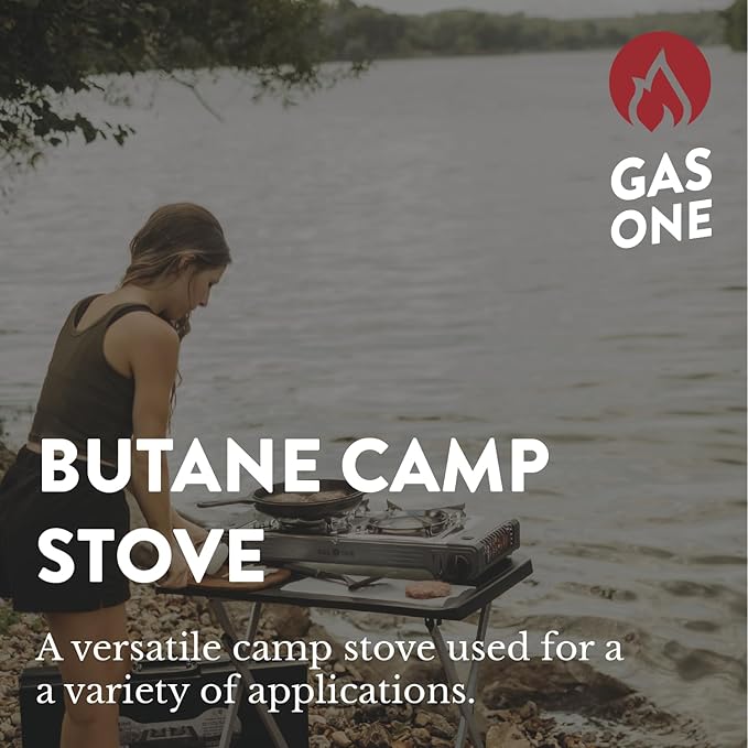 GasOne 2-Burner Portable Camp Stove - High Output 15,300 BTU - With Durable Carrying Case, Automatic Ignition, Safety Features, Perfect for Camping, Hiking, Tailgating, and Emergency Preparedness