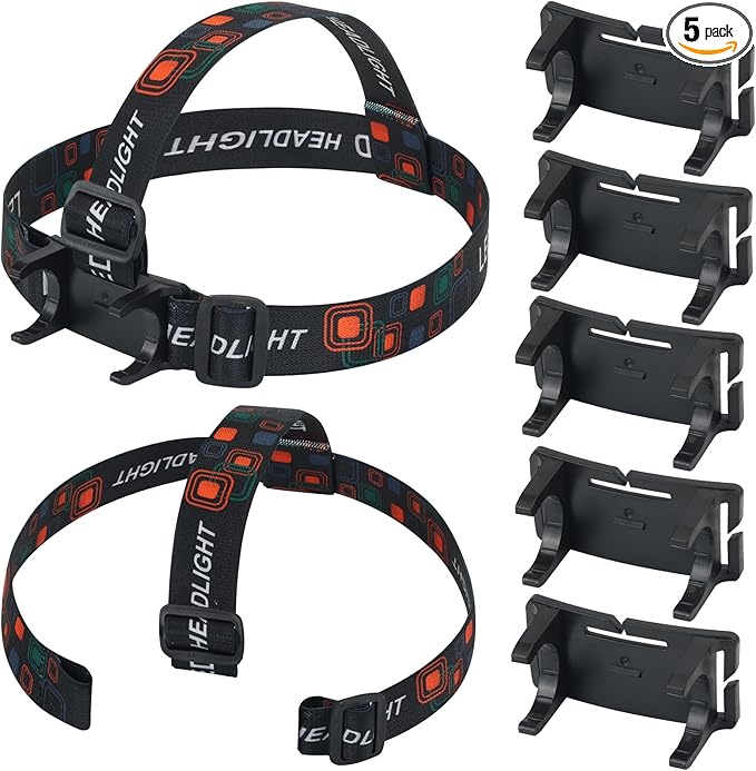 5 PCS Headlamp Holder Mounting Clip Buckle Headlight Flashlight Mount Stand for Slonik and Most Other 22mm -26mm LED Headlamps Flashlight Rechargeable with Headband(Not Include Head Lamp)
