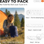 Sleeping Bag for Adults Warm Weather, Compact Lightweight Backpacking Sleeping Bag with Compression Sack, Camping Essentials Gear for Hiking Travel Climbing Outdoor & Indoor Use