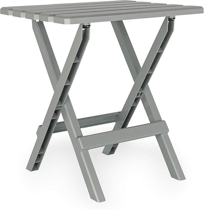 Camco 51692 Gray Large Adirondack Portable Outdoor Folding Side Table, Perfect for The Beach, Camping, Picnics, Cookouts and More, Weatherproof and Rust Resistant