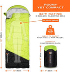Expedition Camping Sleeping Bags with Compression Sack – 32°F/0°C Lightweight Camping Sleeping Bag for Camping & Hiking, Water-Resistant, Fits Adults & Teens Up to 6'0"