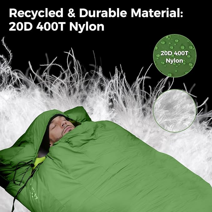 ATEPA Down Sleeping Bag for Adults, Recycled Ultralight 35°F 40°F 45°F 50°F 650FP / 700FP 3 Season Compact Sleeping Bags with Compression Sack for Backpacking Camping Hiking, Can Be Attached to Pad