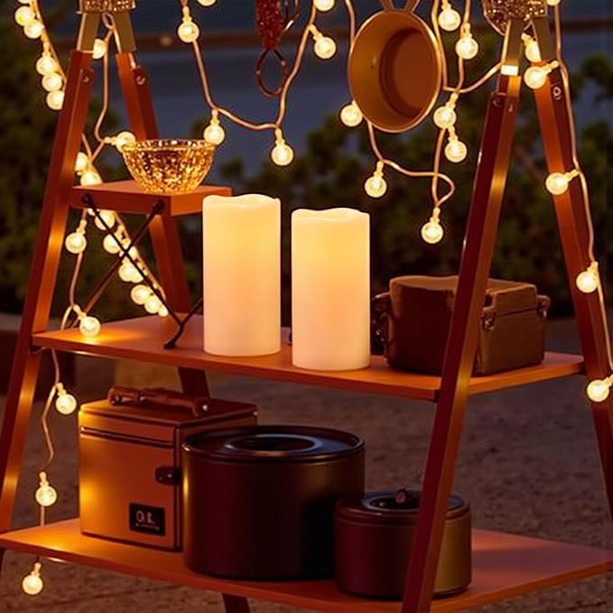 Wondise Waterproof Flameless Flickering Candles with Remote and Timer, Outdoor Waterproof Plastic LED Candels Battery Operated Pillar Candles for Ourdoor Garden Yard Decor (2 Pack D4 x H 8")