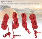 4 Pack Tent Guy Lines with Tensioners, 13ft Reflective Camping Rope, Adjustable Tent Tie Down Ropes for Canopy, Hiking, Backpacking, Outdoor Shelter