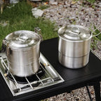 3. Portable Outdoor Cooking Set with Detachable Handle Rust-Resistant Camping Pots for Backpacking Campfires & Travel Outdoor Cooking Tableware for Hiking