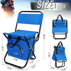 Jerify 2 Pcs Fishing Chair with Cooler Bag Multi-Function Foldable Compact Fishing Stool Hunting Chair Portable Backrest Stool with Folding Backpack for Finishing Camping Hunting Travel(Blue)