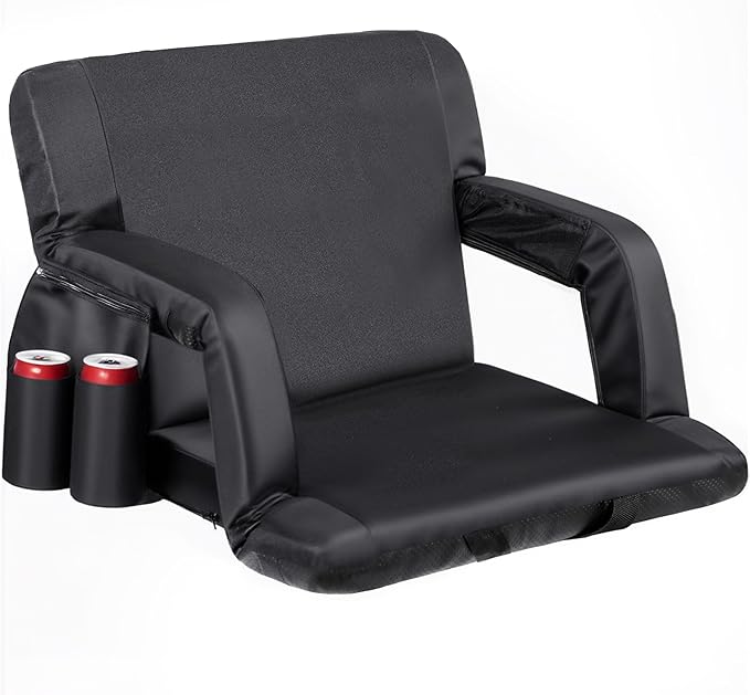 Nova Microdermabrasion 20.5"/25" Wide Stadium Seat for Bleachers w/Back Support Padded Cushion Portable Reclining Bleacher Seats Camping Stadium Chair Waterproof
